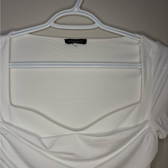 Dynamite White Ruched Bodysuit - Picture 2 of 3